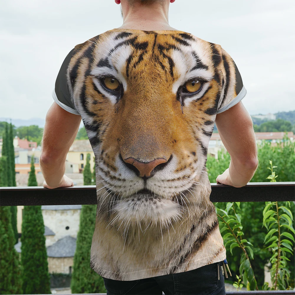 

Men's short sleeve most popular 3D graphics tiger T-shirt 2021's most popular summer men's o-neck T-shirt