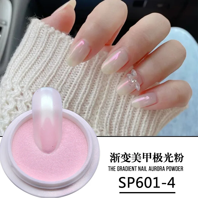 

1pc Nail Art Glitter Ice transparent aurora powder fairy two-tone mermaid magic mirror powder nail 3D Shiny Sparkles Decorations