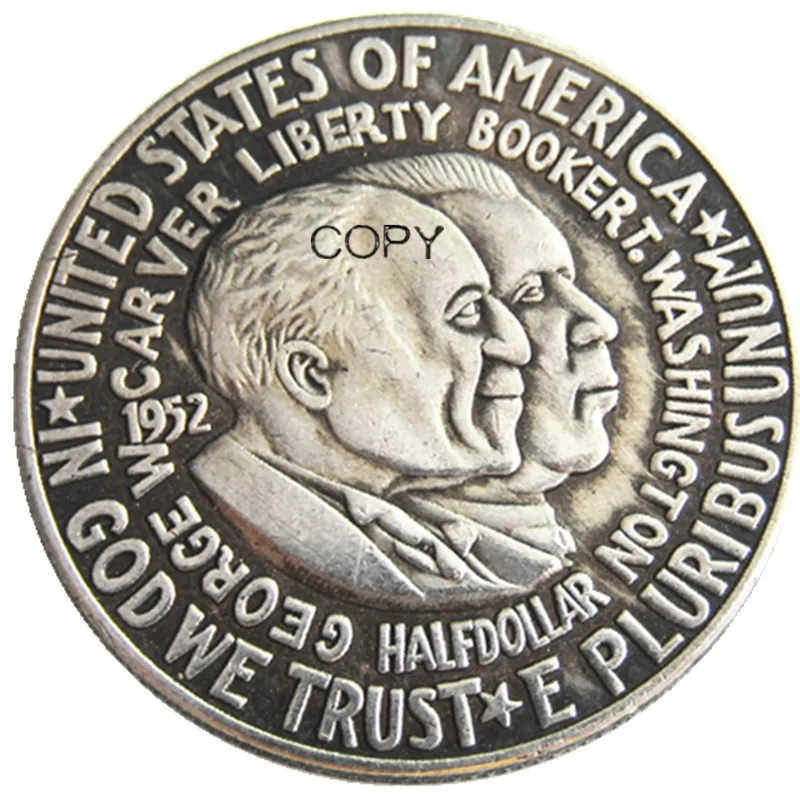 

USA 1952P/S/D Booker T. Washington Half Dollar Silver Plated Copy Coin