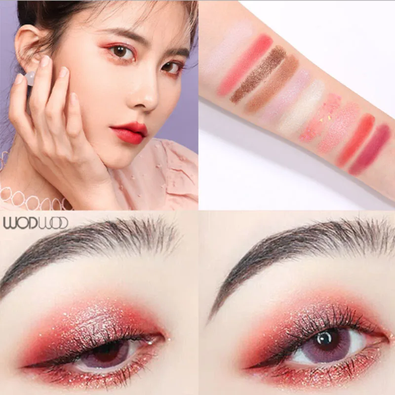 10 цветов Обнаженная Сияющие тени для век Палитра Водонепроницаемый Дымчатая