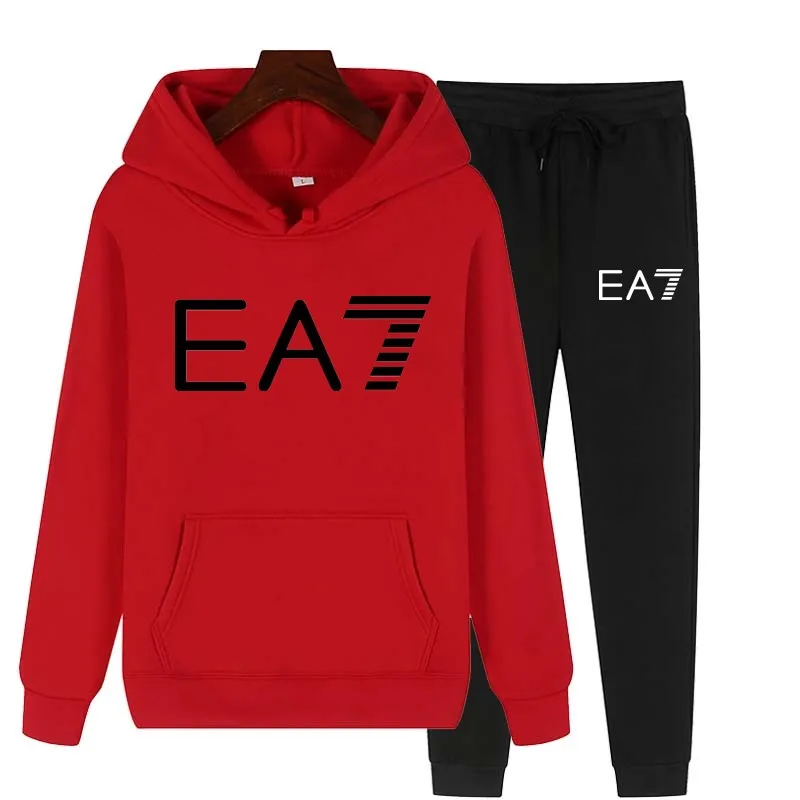 

Sports 2 Pieces Of Sportswear Ladies Hooded Sweatshirt + Pants Pullover Hooded Sportswear Suit Casual Men's And Women's Clothing