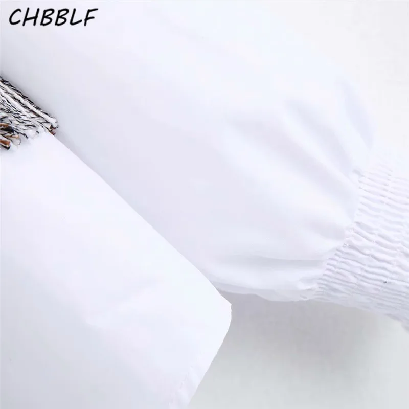 CHBBLF women elegant tweed patchwork blouse long sleeve ruffled collar shirts sweet preppy style female casual chic tops C9716 | Женская