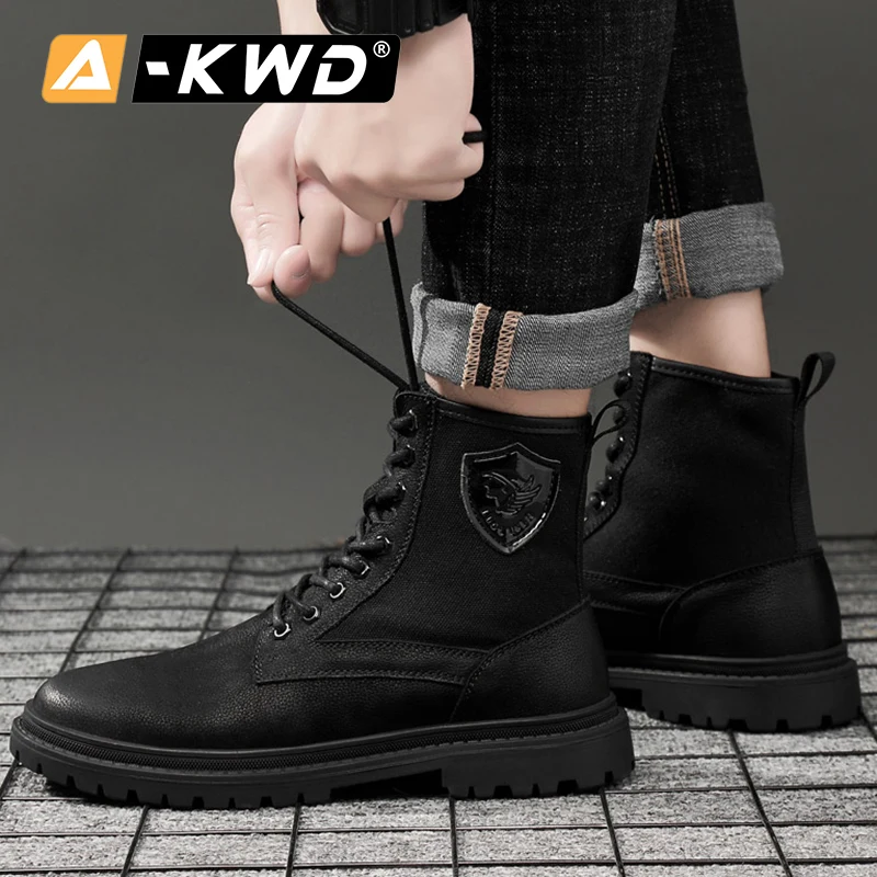 Мужские ботинки из натуральной кожи зимние теплые модные мужские Montante Homme новые