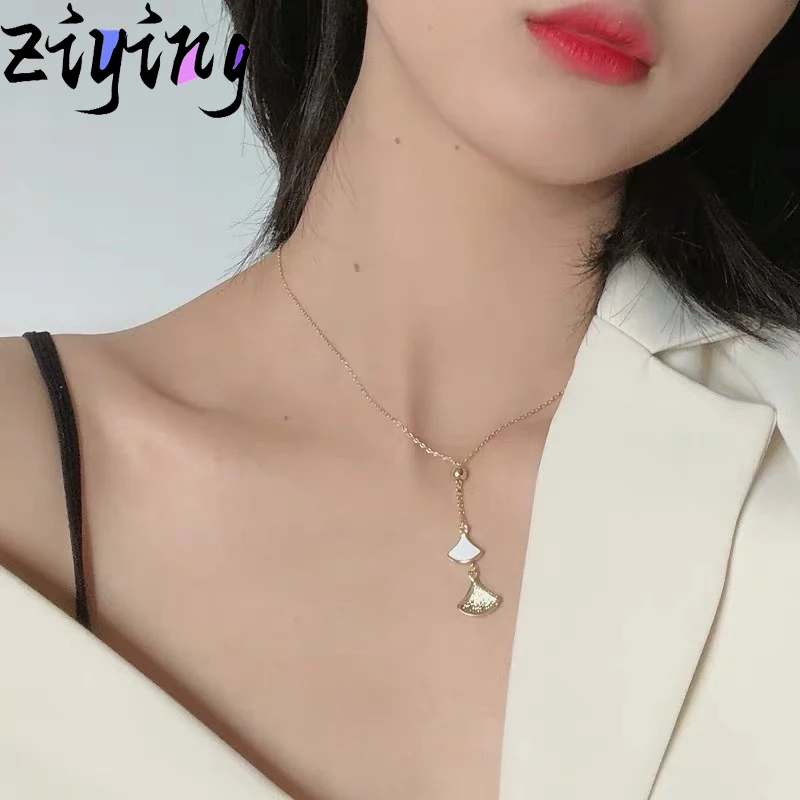 2020 новое ожерелье цепочка Мода девушка гинкго билоба Женские многослойные