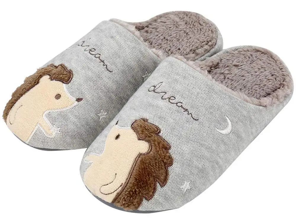 Милые женские пушистые тапочки Ежик из пеноматериала с эффектом памяти домашние