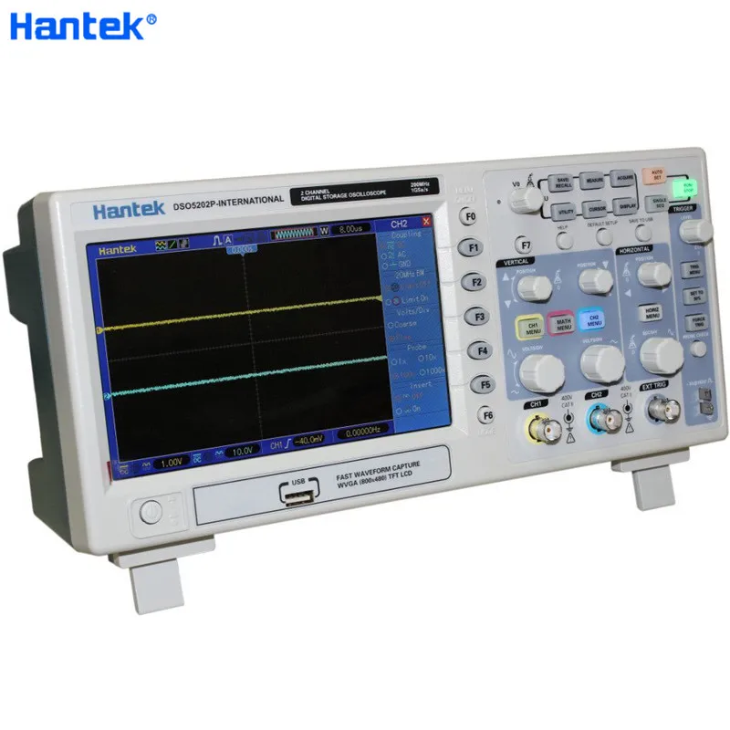 Hantek DSO5202P цифровой осциллограф USB 200 МГц полоса пропускания 2 канала 1GSa/s 7 дюймов TFT