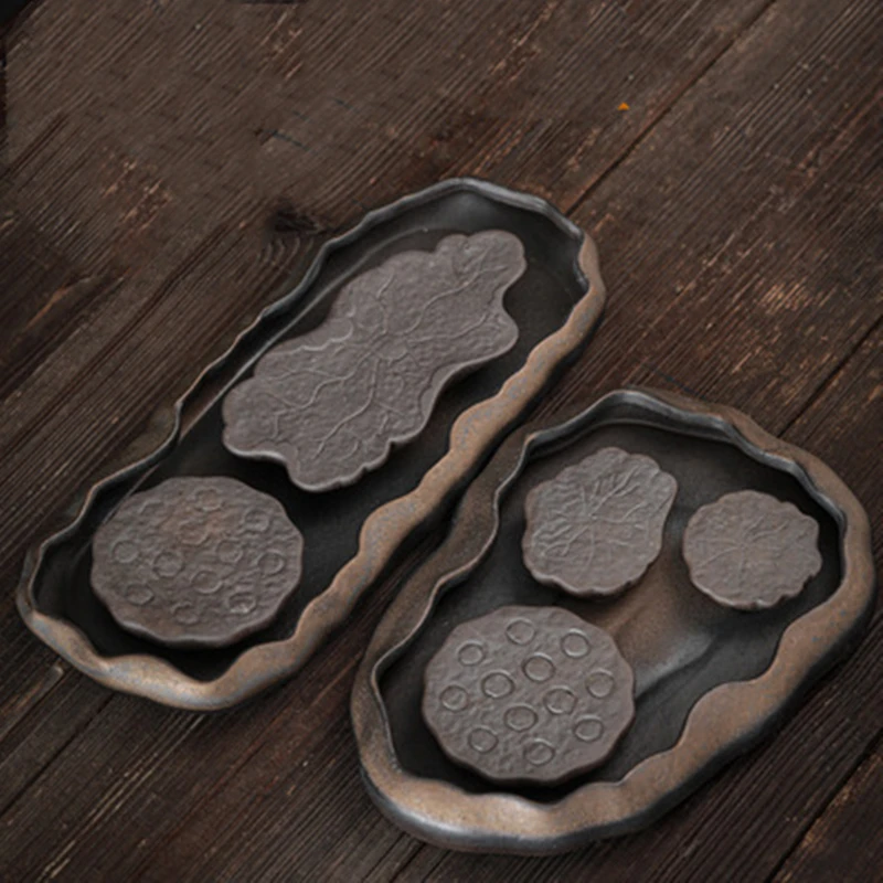 

Gilt Lotus Pond Tea Tray Japanese Stoneware Pot Holding Water Storage Type Small Dry Soaking Table Ceramic Teapot Tray