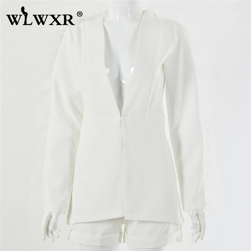 Женский костюм двойка WLWXR белый черный сетчатый пикантный блейзер с v образным