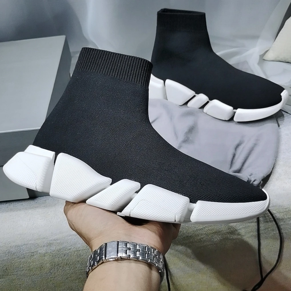 Высокие эластичные ботинки мужские женские беговые кроссовки модные