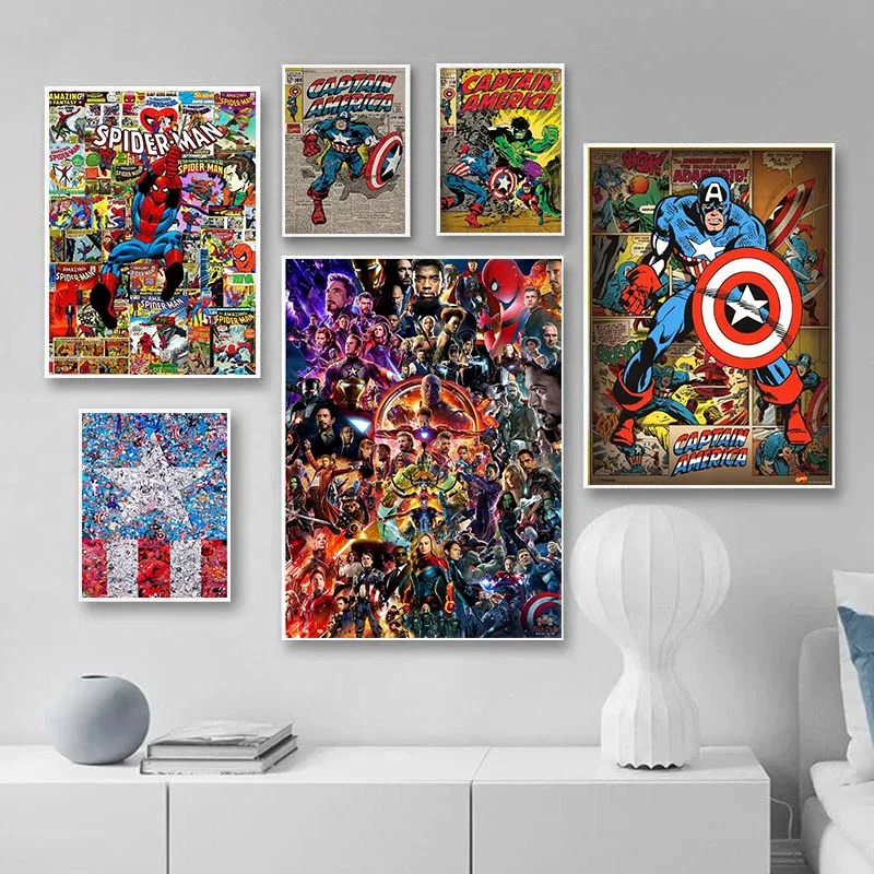 Картины на холсте из фильма Marvel Мстители супергерой Железный человек Капитан