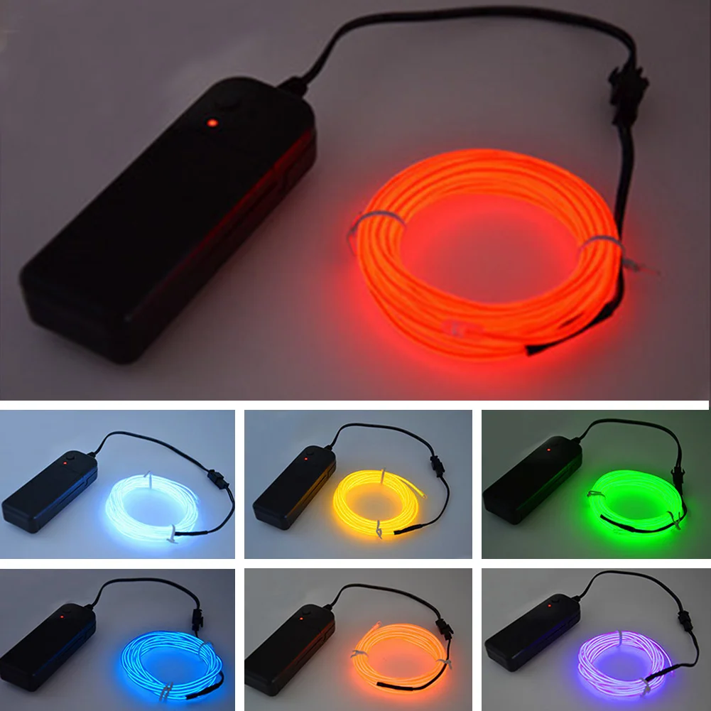

Flexible Led Neon Light Glow EL Wire Rope Tube Cable+Battery Controller LED Car Clothing Light Party Wedding