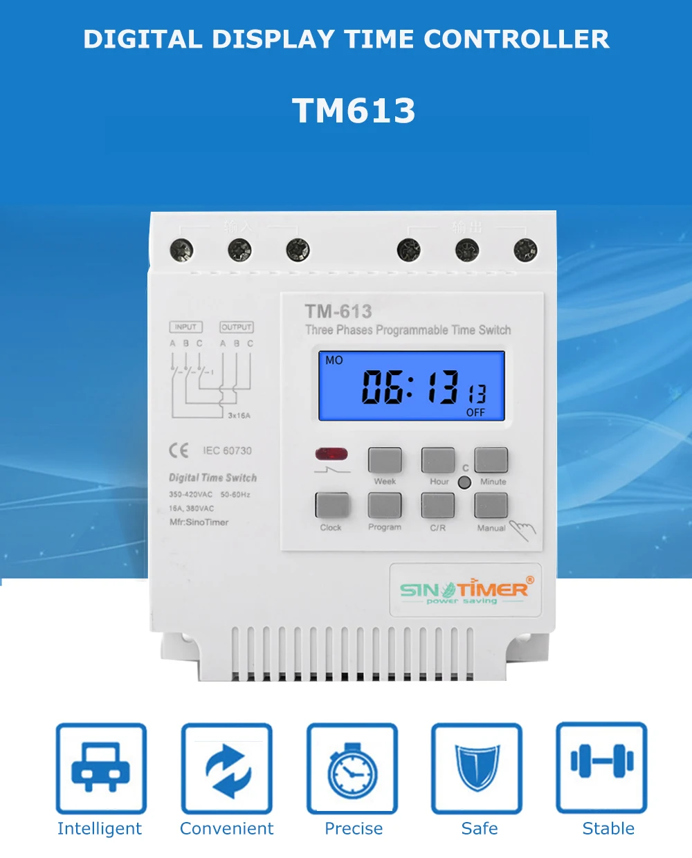 TM613 380 В 16A три фазы 7 дней программируемый 16A реле цифровой таймер переключатель мотор автоматический интеллектуальный контроллер