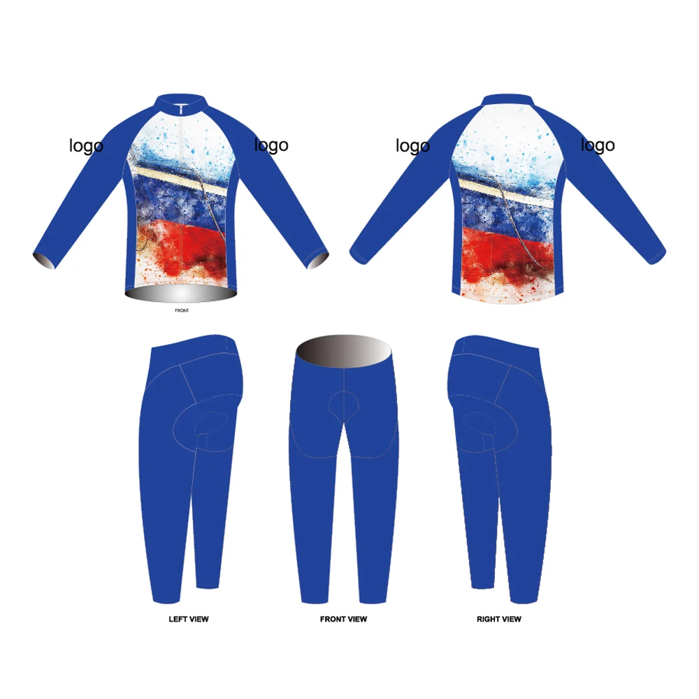 OEM custom Pro team winter cycling jersey long sleeve cycling set warm bicycle clothes riding sportswear retro cycling set