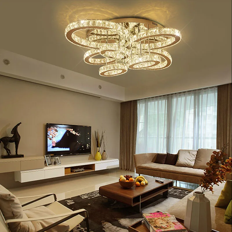 Постсовременный романтичный светодиодный потолочный светильник с кристаллами и