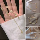 Женский браслет из циркония, универсальный браслет с цветами бабочки и жемчугом, Милая ромашка, 2021