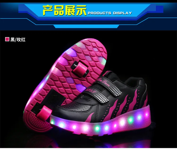 Heelys/модная детская обувь для мальчиков с USB, светодиодный светильник, Детские кроссовки с двумя колесами, детские роликовые коньки, светящаяся обувь для девочек