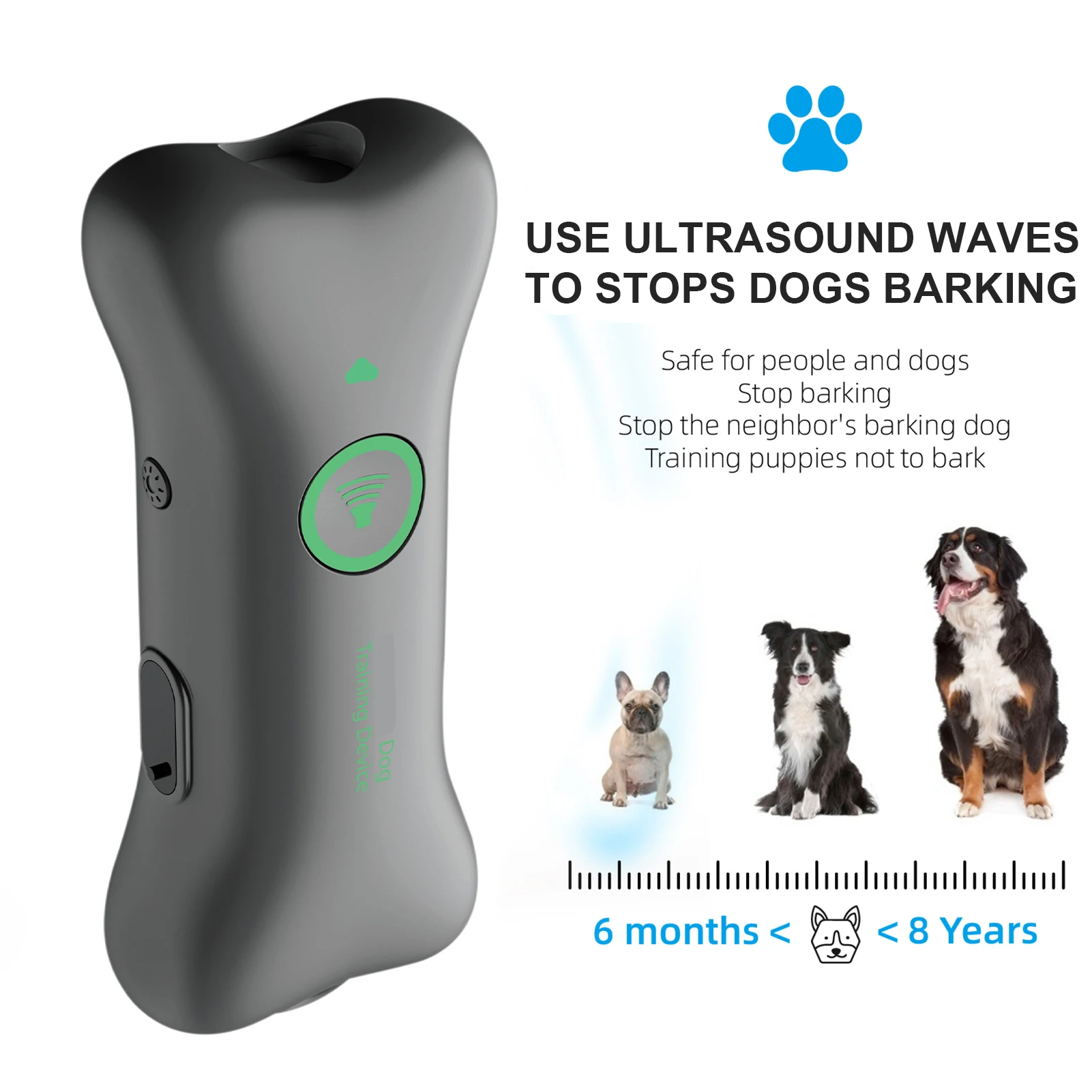 

Portable Dog Bark Control Anti Barking Device Behavior Training Waterproof Rechargeable Anti Barking Device for Dog 10m Control