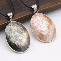 2021 new hot sale natural shell alloy black orange oval pendant retro classic party necklace jewelry exquisite gift for women