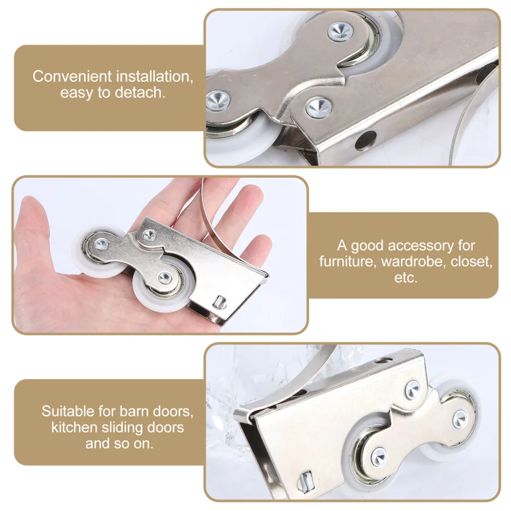 

2PCS Double Wheel Door Runners Rollers Replacement Window Door Wheels Sliding Enclosure Wheels Pulleys for Home Wardrobe