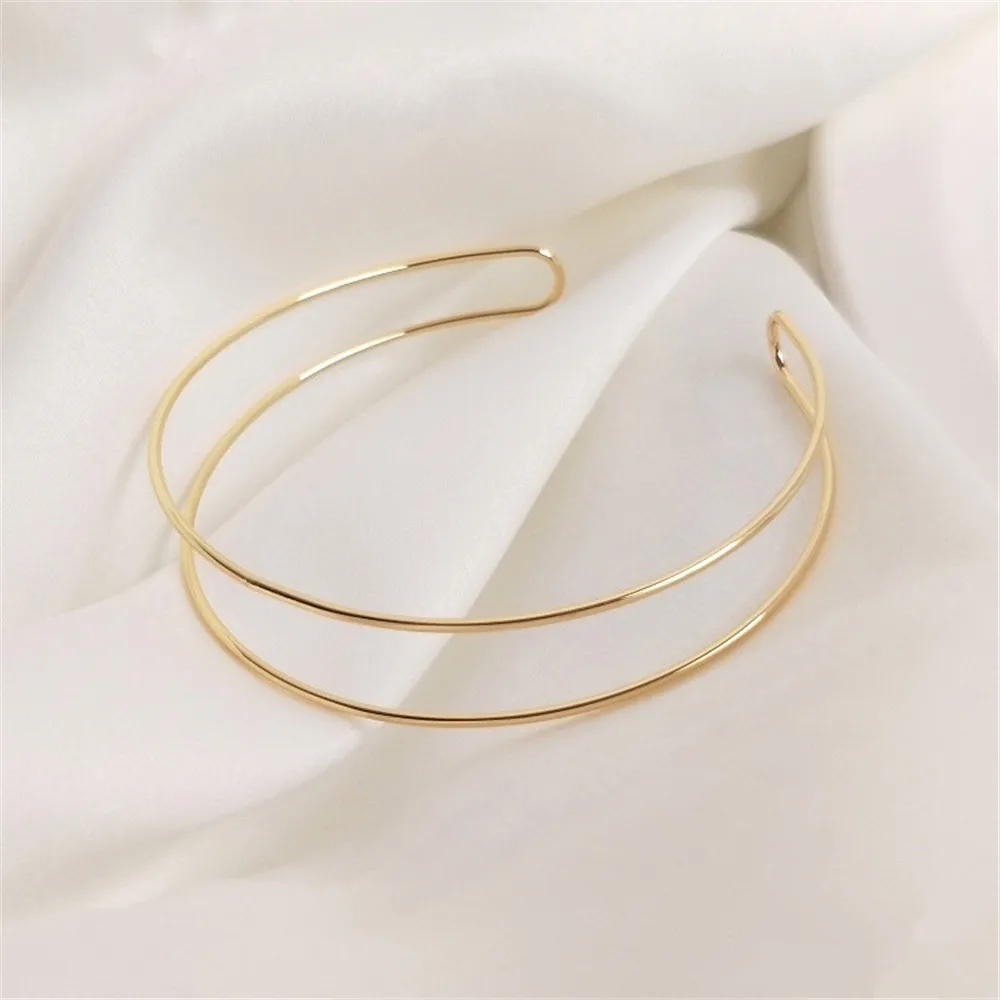 

14K Gold Filled Copper wire double strand bracelet hand bead winding diy bottom bracelet double ring bracelet accessories