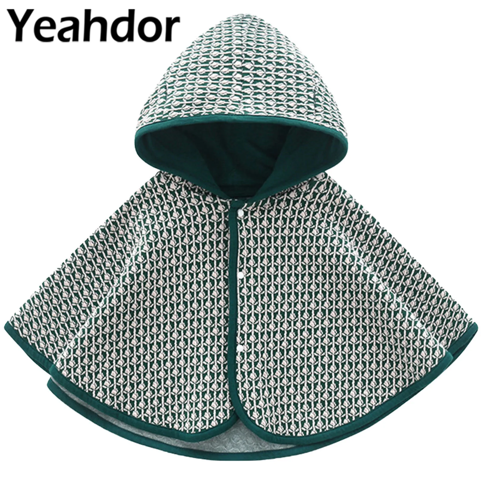 

Green Toddle Girls Hooded Cape Childrens Plaid Print Princess Cloak Capes Wedding Flower Girls Clothing Cover Ups Kids Wraps