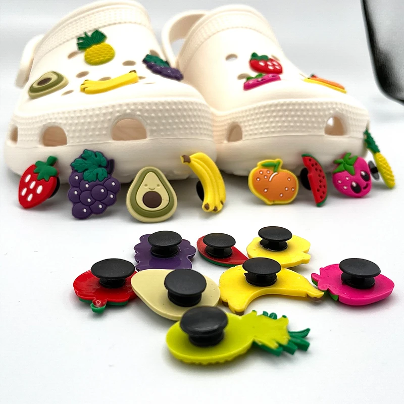 Cute PVC Fruit Banana Strawberry Shoe Badges Decoration Fit For Women's Croc Sandals Clogs Charms Children's Gifts Accessories