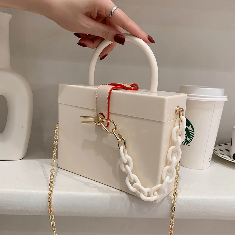 

Candy Color Acrylic Box Party Purses and Handbag for Women Colorful Beaded Ladies Chain Shoulder Bag Wedding Clutch Designer Bag
