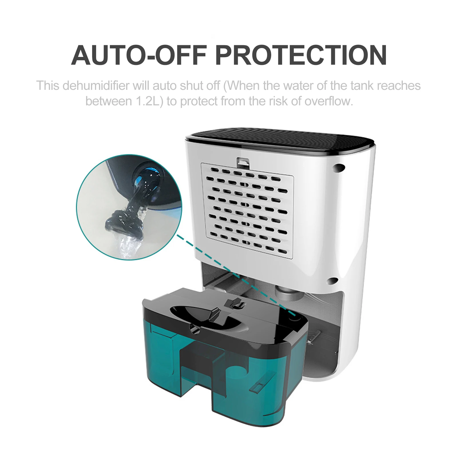 

1200mL Dehumidifier to 215 Sq. Ft Portable Small air Dehumidifier Auto-off Protection Humidity Control Air Dryer
