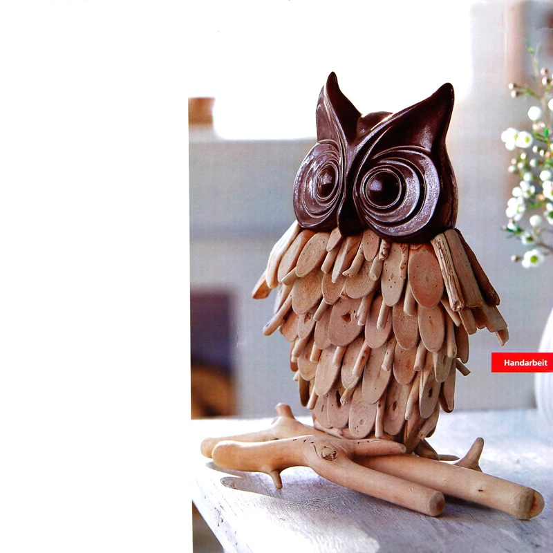 Домашний декорд в деревенском стиле 11 ''деревянная Сова миниатюрные фигурки