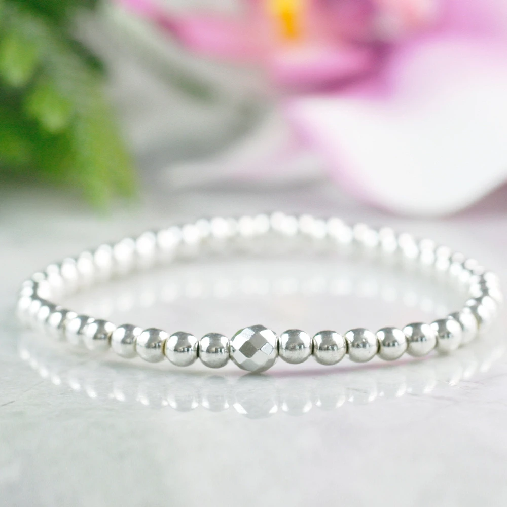 Ruberthen 4 мм натуральный изящный гематит браслет из бисера штабелируемые браслеты