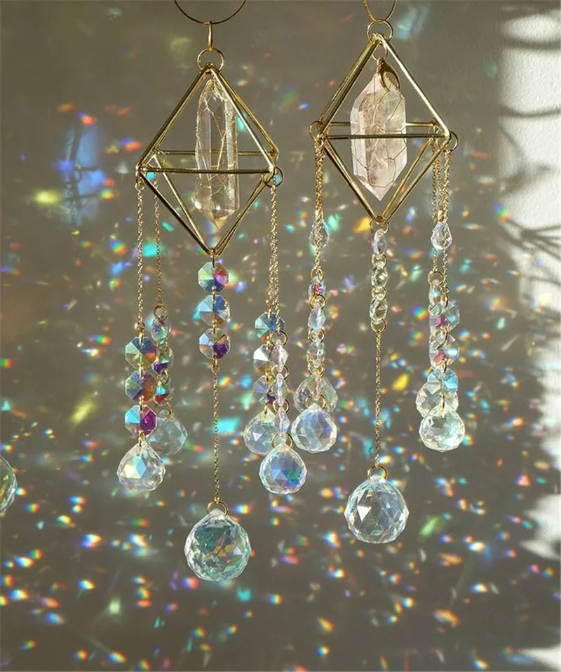 

Large Crystal Suncatcher for Window |Aura Crystal | Rainbow Catcher Hanging Prism Rainbow Maker Aesthetic Boho Decor Witchyvibe