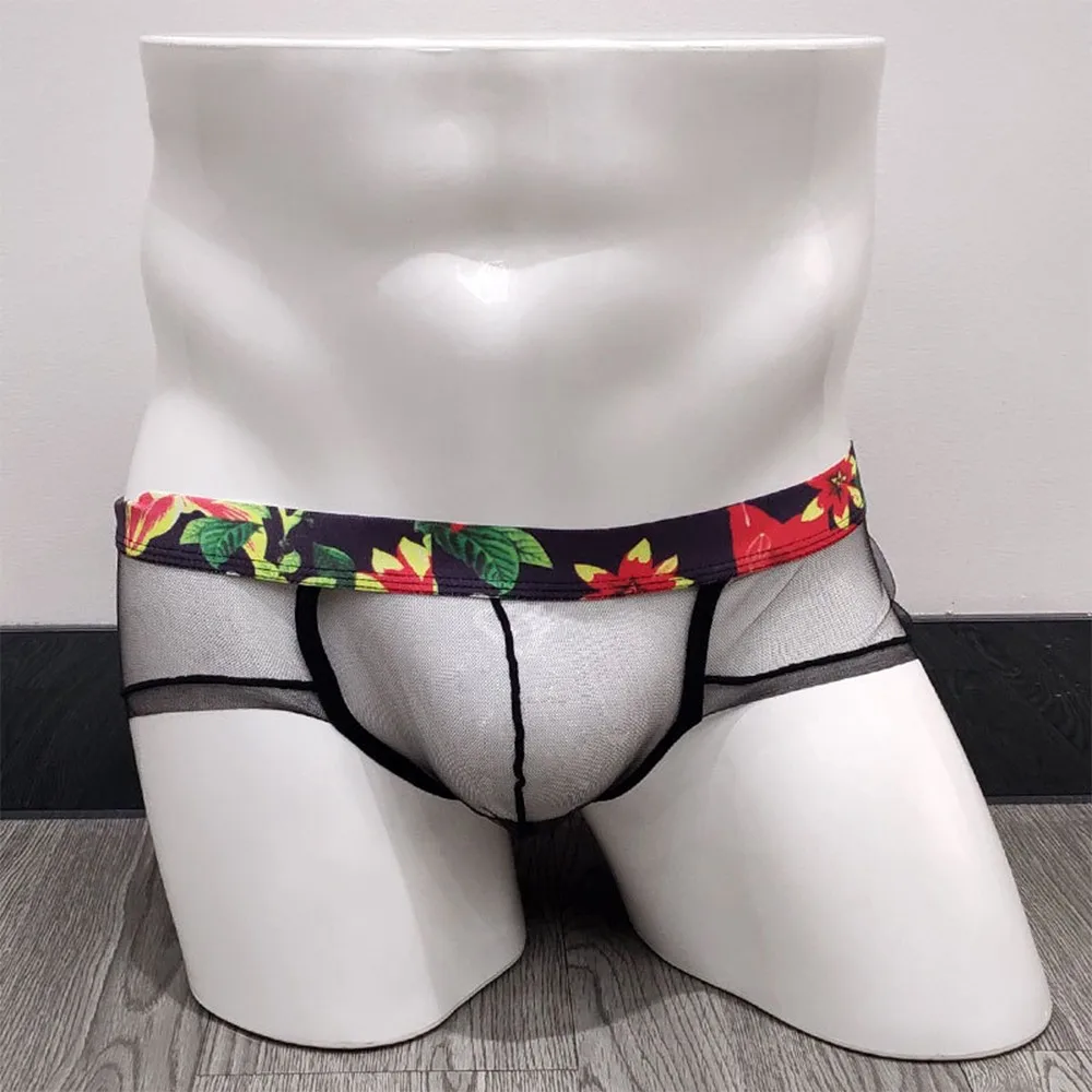

Mens Sexy Sheer Net Yarn Shorts Briefs Boxers Underwear