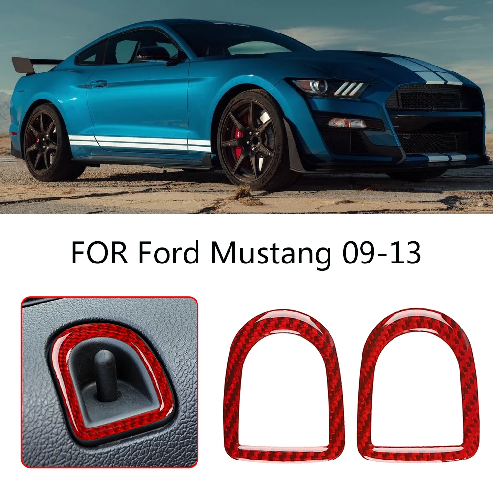 

2pcs Carbon Fiber Door Lock Handle Frame Suitable for Ford Mustang 2009-2013 Car Styling Sticker Accessories Red Decoration