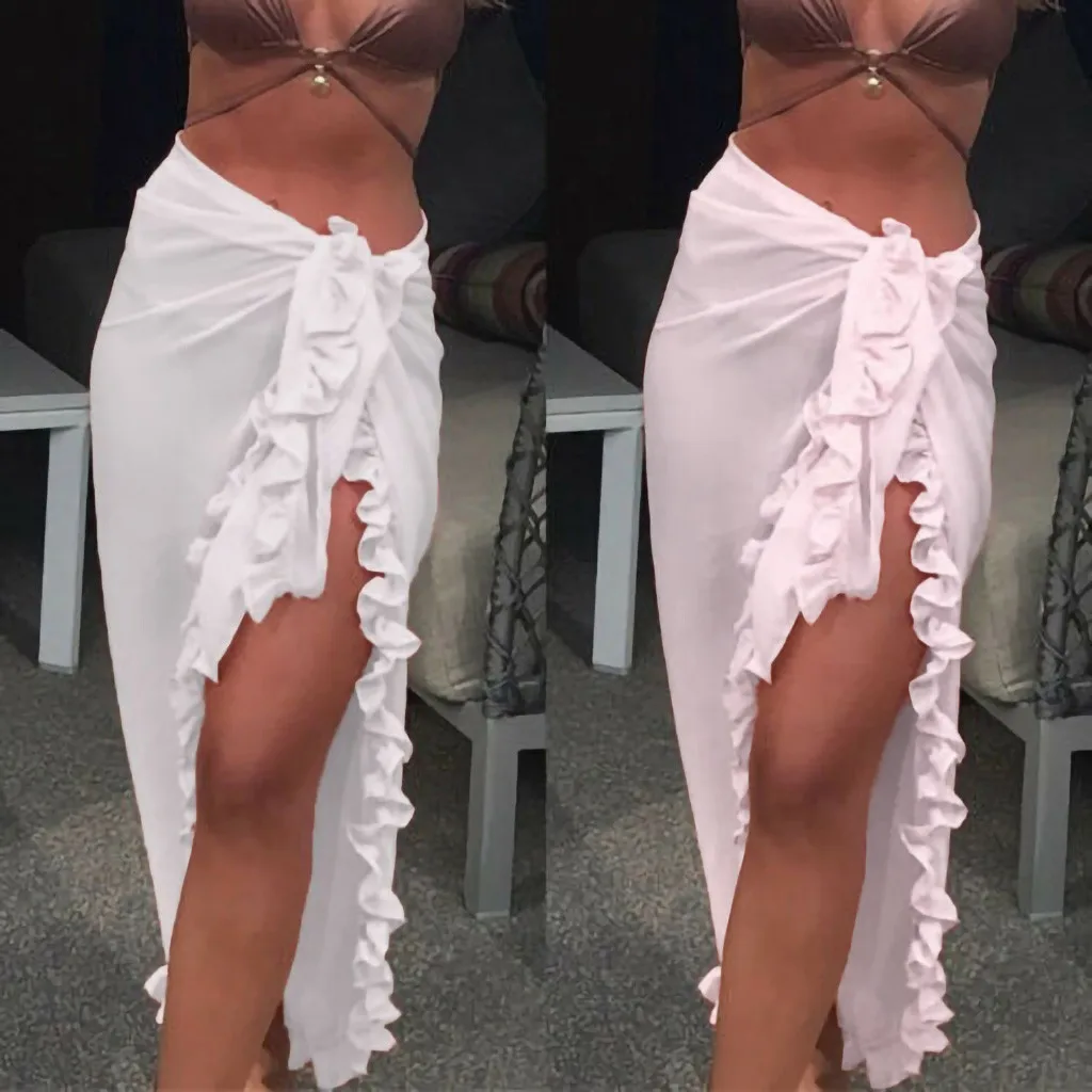 Женское шифоновое прозрачное пляжное бикини накидка шарф купальник парео саронг