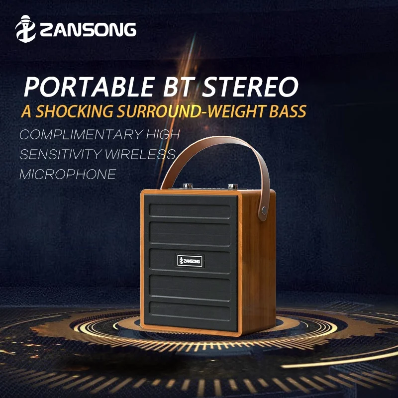 

Bluetooth-колонки деревянные портативные, 4000 мА · ч, с FM-радио