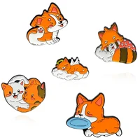 cute dog enamel lapel pins badges fashion women cartoons brooches on backpack mini hijab pins anime brooch badges for clothes
