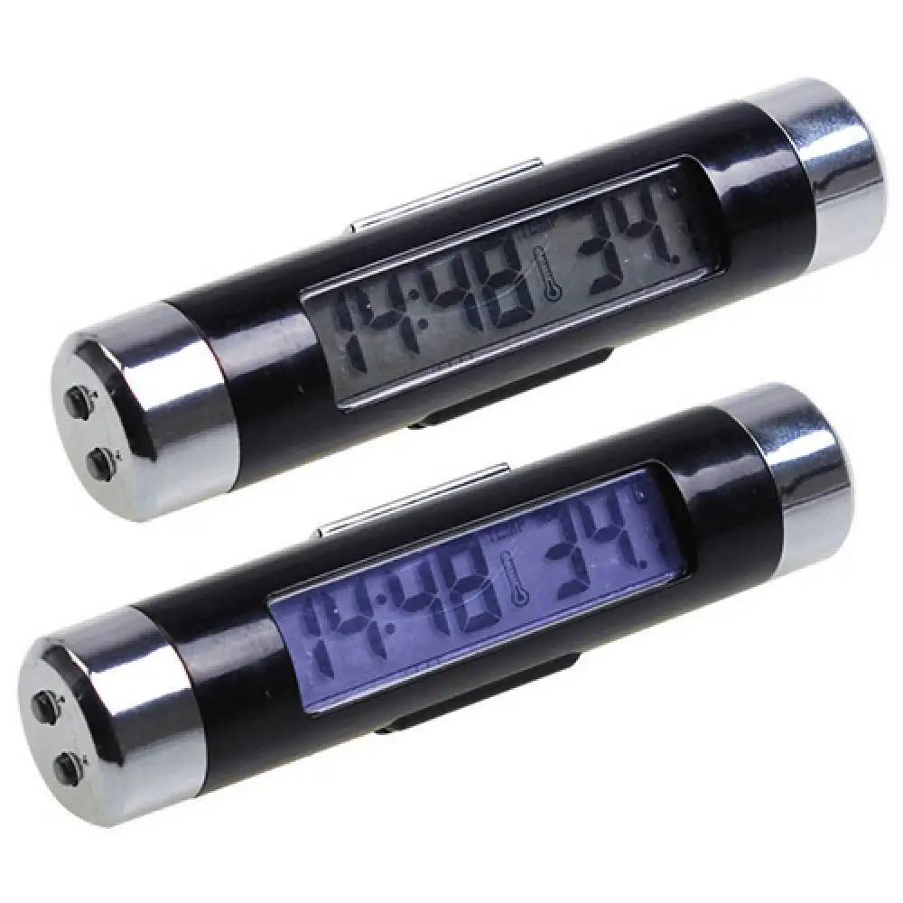

ClipS-on LCD Car Thermometer Automotive Digital Clock Electronic Backlight Display