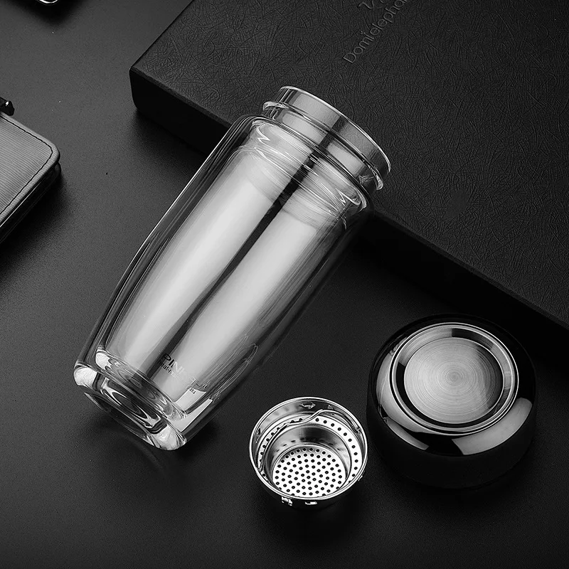 Pinkah 370 мл стеклянная чашка с двойными стенками для воды офисная термостойкая