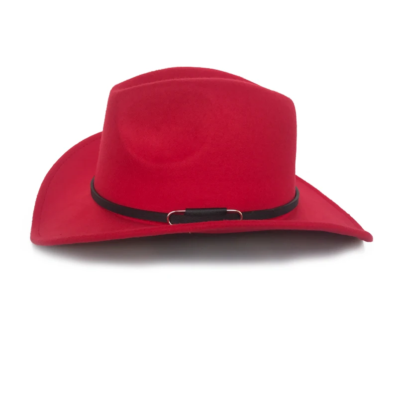 

YY Wide Brim Western Cowboy Jazz Hat Autumn Winter Cowgirl Cap With Black Belt Men Women Wool Felt Fedora Hats Panama FD19028