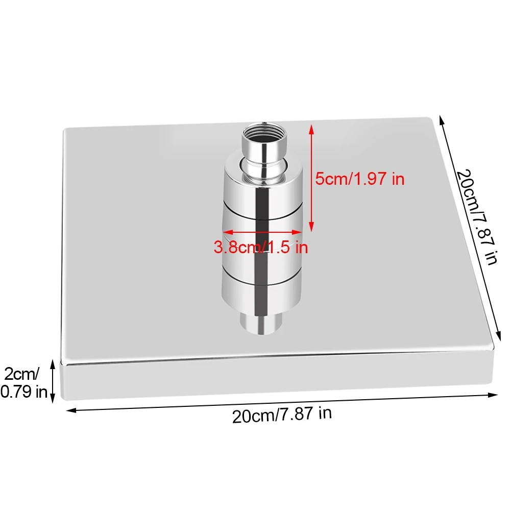 

LED Shower Head 8 Inch Square Chrome Face Rainfall LED Shower Head 7 Colors Changing Light Home Bathroom Supplies