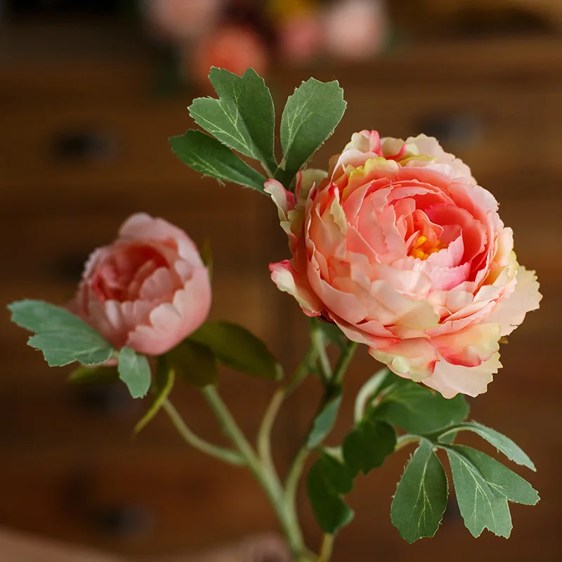 

Plastic Artificial Flowers High Quality Silk Peony Office Party Aesthetic Home Decor Living Room Decoration Table Accessories