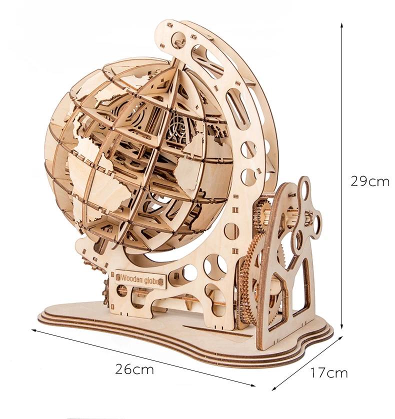 Деревянный глобус головоломка 3D DIY механический привод модель Трансмиссия вращающиеся головоломки для сборки украшения дома и офиса игрушки для взрослых