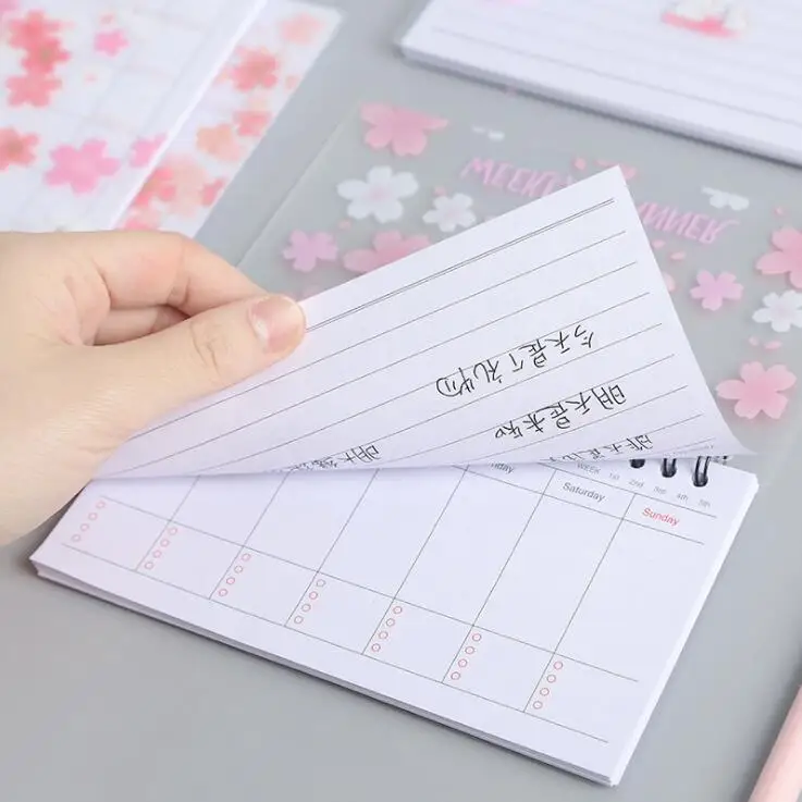 Новый 1 шт. Kawaii вишневые цветы еженедельник обучение работа ежедневно чтобы