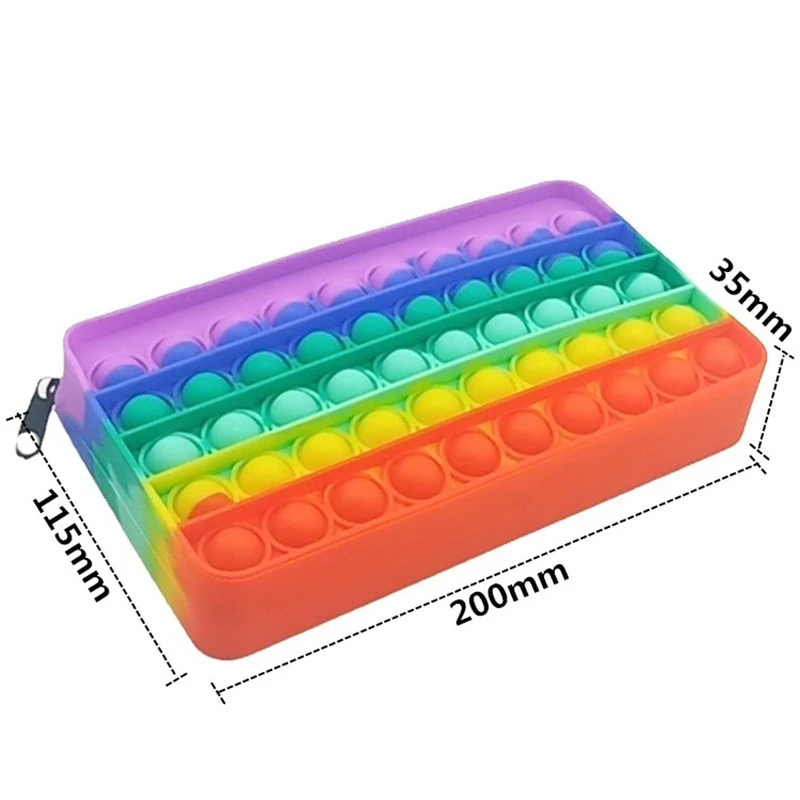 

2021 Creative New Silicone Pop Pop Pencil Case Push Bubble Fidget Toys Luminous Large Simpl Dimmer Fidget Toys Kids Tie Dye Game