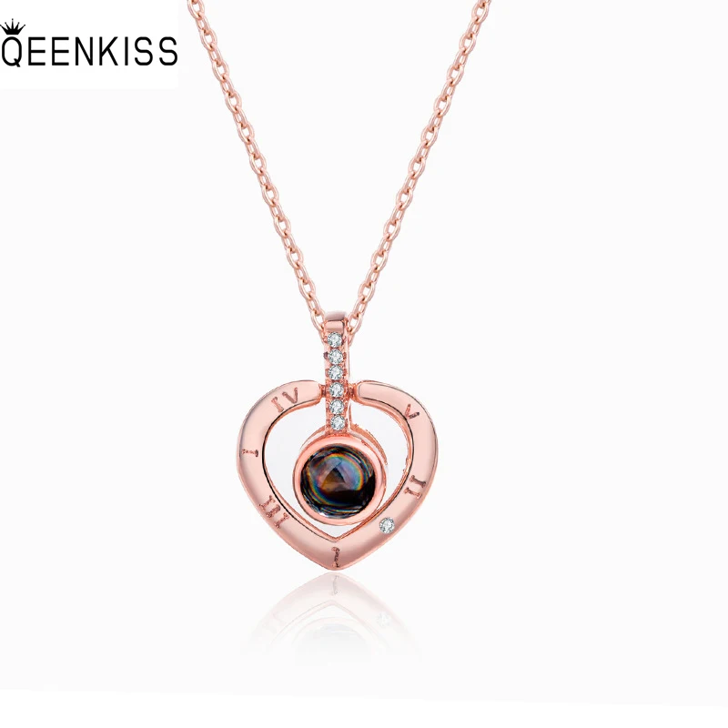 

QUEENKISS NC6145Jewelry Wholesale Fashion Lady Girl Birthday Wedding Gift Heart AAA Zircon 18KT Gold White Gold Pendant Necklace