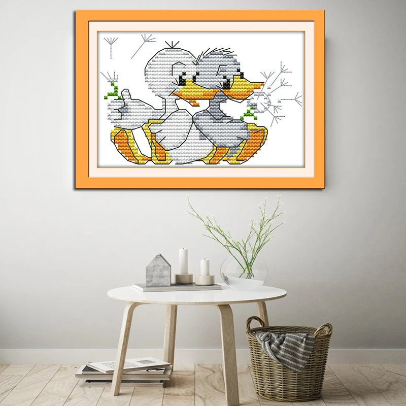 Набор для вышивки крестиком Joy Sunday с изображением двух маленьких уток DMC 14 карат 11