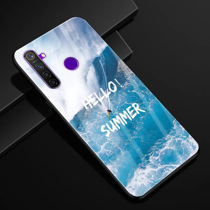 Для OPPO Realme 5 pro Чехол 6,3 ''стекло Жесткий чехол для OPPO Realme5 чехол для телефона силиконовый бампер Fundas Coque Realme 5pro
