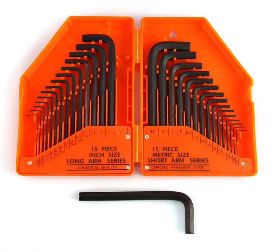 

30Pcs Set Allen Wrench & Hex Key | Inch and Metric Standard Short Long Arm CrV Steel Rifle Adjustment Tool