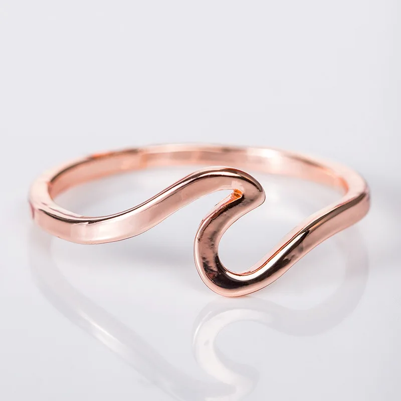 

Hot sale simple wave ring simple alloy ring woman ring wedding ring rose gold ring rings for women