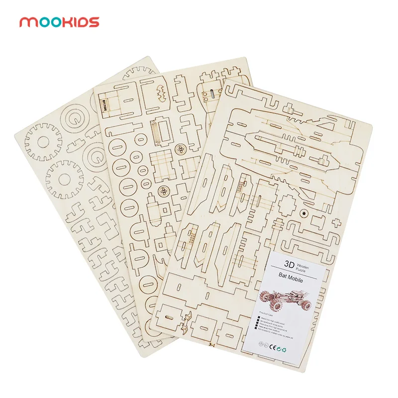Mookids деревянная головоломка, игрушечные машинки, 3D деревянные головоломки, игры, летучая мышь, колесница, модель автомобиля, строительные развивающие игрушки, игрушки для взрослых